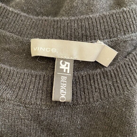 Vince Cashmere Split Back Pullover Sweater in Black Women’s Size Large - Picture 7 of 9